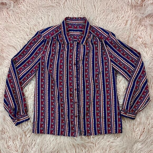 Vintage Tops - Women’s Large Vintage Striped Blouse